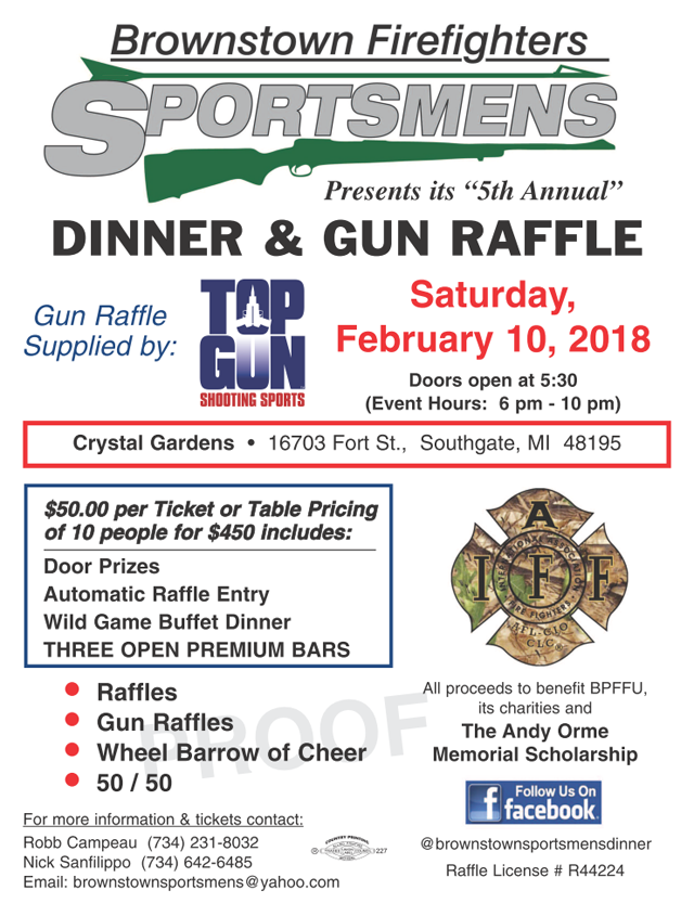 sportsmens dinner and gun raffle memorial benefit flyer